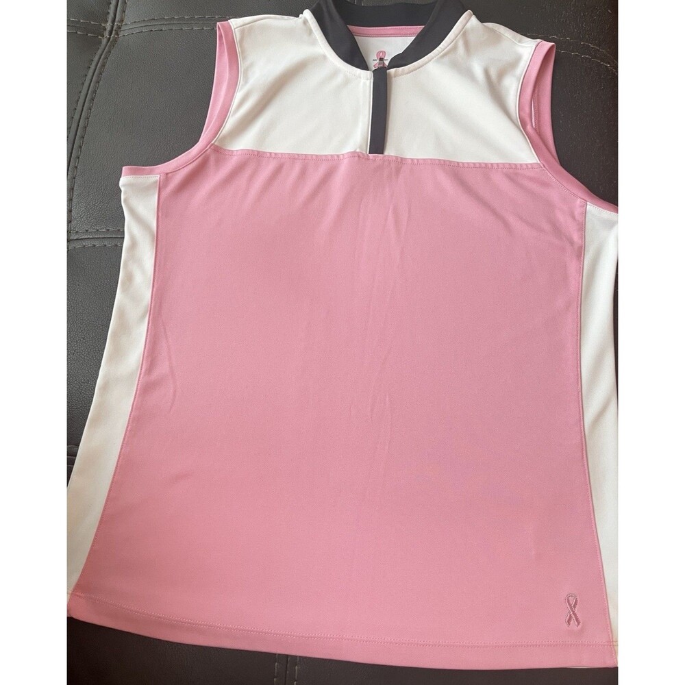 Isidro Women’s M Perform X Movement Golf Tennis White Shirt Breast Cancer Awaren